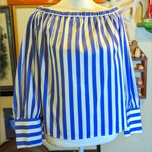 Thomas Mason Shirting for J.Crew. Size 8. Blue and White stripes. 100% Cotton.